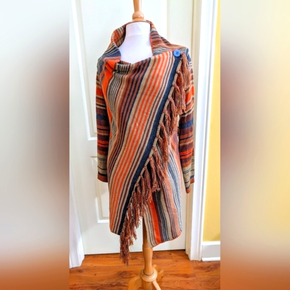 Military Hippie Cardigan Wrap Sweater  Made in the USA  Stylish - Picture 1 of 12